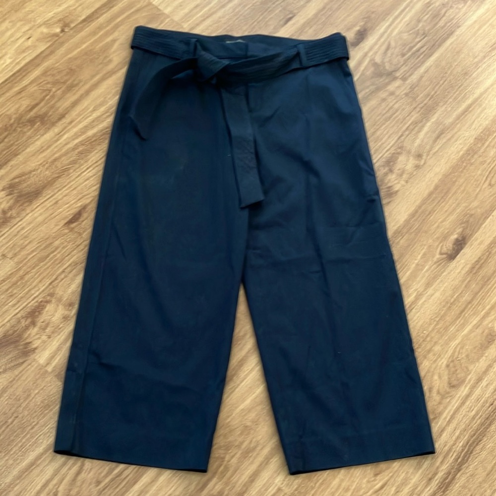 Banana Republic Navy Wide Leg Crop Pants with Tie Waist